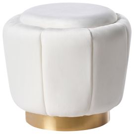 Pouf IRVING Velours Blanc 43 cm 43 cm 37 cm
