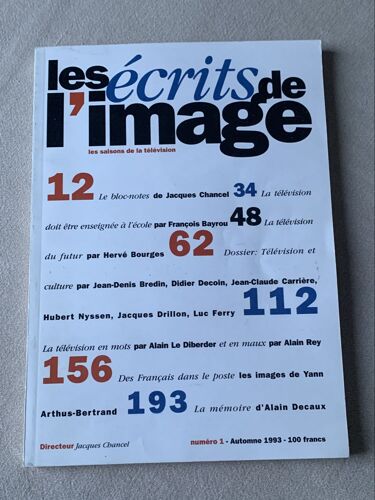 Les Écrits De L’Image, Les Saisons De La Télévision Numéro Un 1993