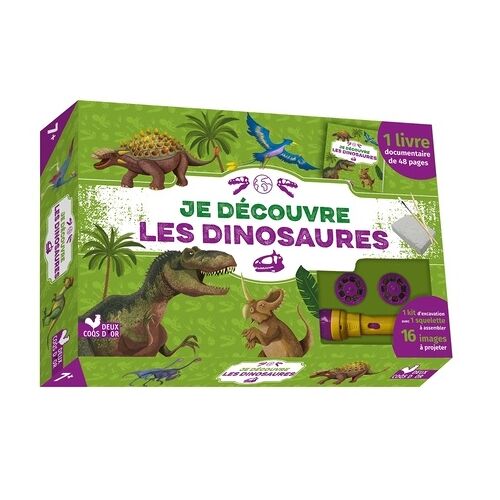 Je Découvre Les Dinosaures - Avec 1 Livre Documentaire, 1 Kit D'excavation, 1 Squelette À Assembler, Et 16 Images À Projeter