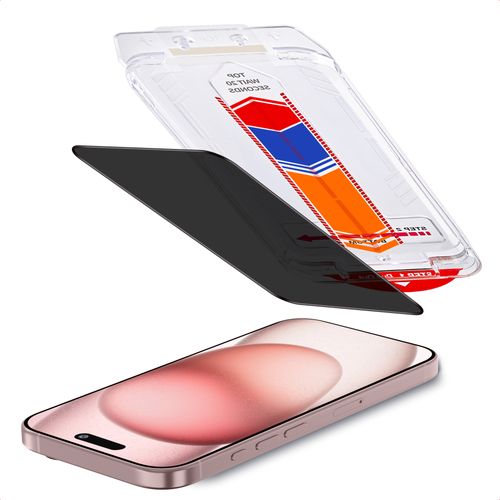 Accezz Protection d¿écran en verre trempé avec filtre de confidentialité + Applicateur iPhone 16 / 15