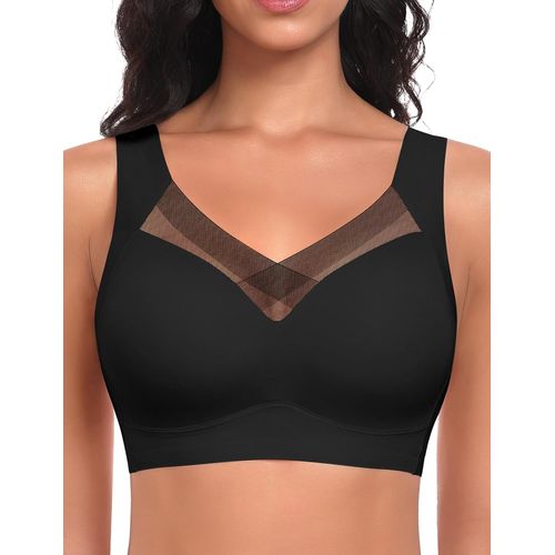 Jexnovashop-Soutien Gorge Sans Armature Dentelle Push Up Sport Bralette Femme Col En V Brassière Sans Coutures Brassiere Comfit