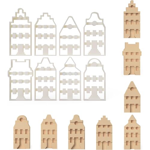 Jexnovashop-Lot De 8 Emporte-Pièces En Plastique Bio - Pour La Maison, L'architecture De La Maison, L'architecture Des Maisons, Les Architectures, Les Cookies - Fabriqués En Allemagne - Avec Recette