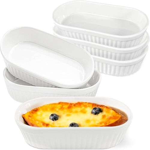 Jexnovashop-Lot De 6 Bols À Crème Brûlée De 200 Ml ¿ Moules À Soufflé En Céramique Pour Desserts, Pâtisserie Et Service ¿ Polyvalent Pour Tartelettes, Puddings, Sauces Et Mini Gâteaux