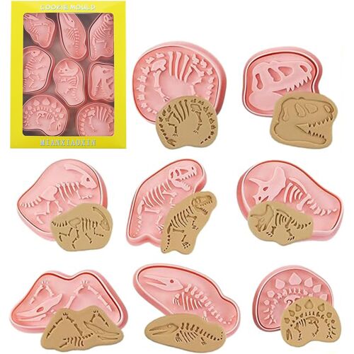 Jexnovashop-Moule À Biscuits Fossiles De Dinosaure, Machine De Découpe De Biscuits De Dinosaure, Moule De Découpe De Biscuits En Forme D'os De Dinosaure, Moule De Sceau De Dinosaure 3d, Outil De Cuis