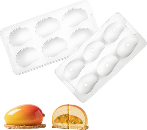 Jexnovashop-Moule Mango En Silicone Moule En Silicone 3d En Forme De Mango Silicone 3d Fruits Forme Gâteau Moule Pour Mousse Puddin Muffin Gâteau Chocolat Et Mousses Desserts (Mango)
