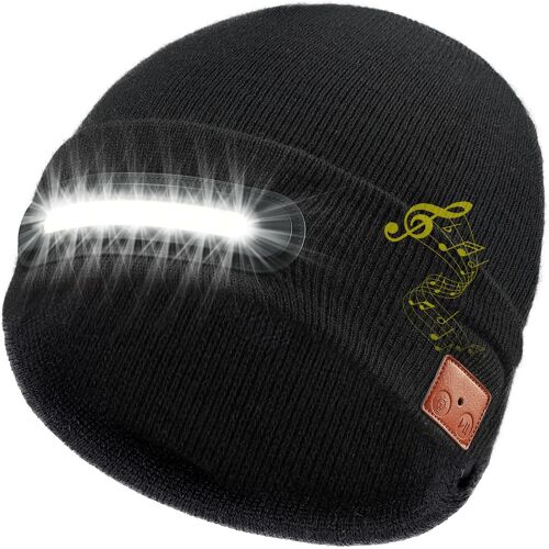 JEXNOVASHOP-Bonnet Bluetooth avec lumière, LED Bonnet Musique en Tricot avec Casque sans Fil Chapeau Bluetooth pour Homme et Femme