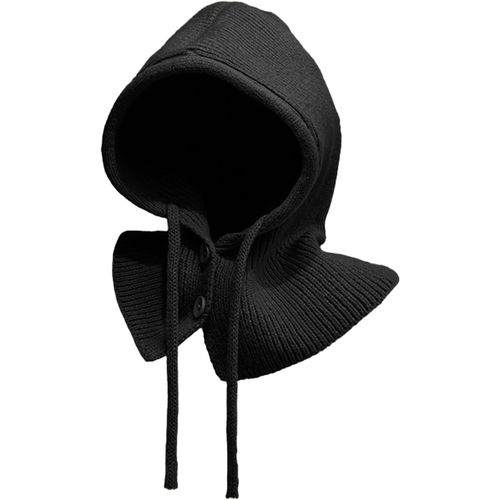 Jexnovashop-Cagoule Femme Hiver Balaclava Knit Beanie Avec Cordon De Serrage Chaud Bonnet Femme Hiver Chapeau Écharpe À Capuche Taille Unique
