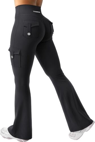 Ulteronixshop-Coreflex Legging Évasé Pour Femme Avec 4 Poches Invisibles Scrunch Butt Legging De Sport Taille Haute Pantalon Évasé Sans Couture Push Up Opaque Yoga Gym Legging