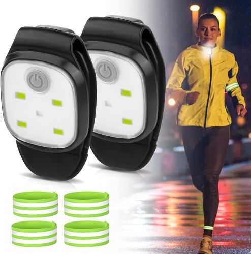 Jexnovashop-Lot De 2 Lampes Led À Clip : Lampe De Course À Clip De Nuit Avec 2 Bracelets Led, Rechargeable Par Usb, 4 Modes D'éclairage Clip, Lumière De Sécurité Étanche Pour La Course, Le Jogging, L