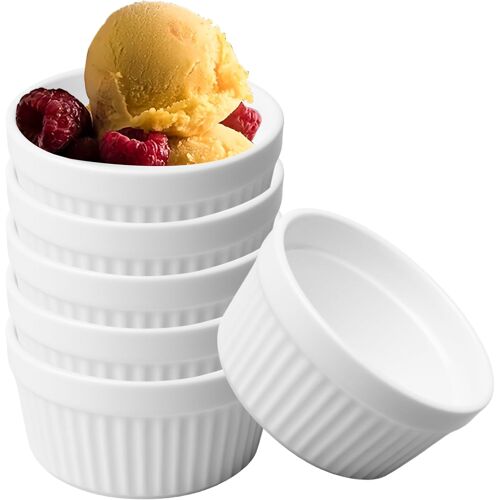 Jexnovashop-Lot De 6 Bols À Crème Brûlée Ø 9 Cm : Moules À Soufflé, Ragoûts, Petits Bols En Céramique, Moules En Céramique, Moules À Dessert Pour Crème Brûlée, Dessert, Muffin