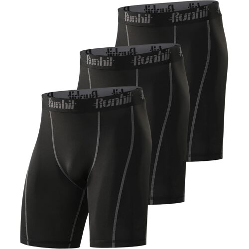 Jexnovashop-Lot De 3 Short Compression Homme Boxer Sport Fitness Short Running Homme Pour Cycliste Basketball Foot Tennis Rugby