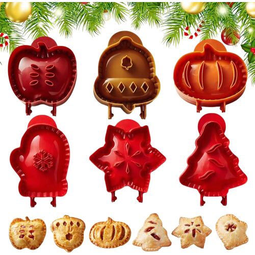 Jexnovashop-Mini Moules À Gâteau De Noël, 6 Pieces Moule À Biscuits De Noël, Moules À Tarte À La Main De À Une Pression, Mini Moule À Tarte De Vacances, Pour Festivals, Fêtes Et Fall Supplies
