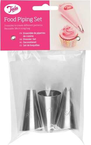 Jexnovashop-Poche À Douille Réutilisable Avec 3 Embouts Inox, Sans Bpa, Kit Décoration Pâtisserie Pour Glaçage, Crème, Meringue Et Purée De Pommes De Terre