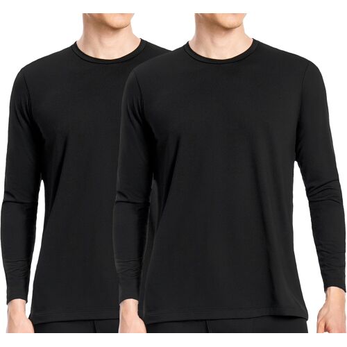 Jexnovashop-Haut Thermiques Pour Homme Lot De 2, Sous-Vêtements Avec Doublure En Polaire, Col Rond Maillot De Corps À Manches Longues Automne Couche De Base Par Temps Froid Chemise Intérieur U07a