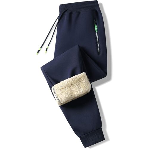 Jexnovashop-Pantalons De Survêtement Hommes Coton Thermique Chaud Avec Poches Zippées