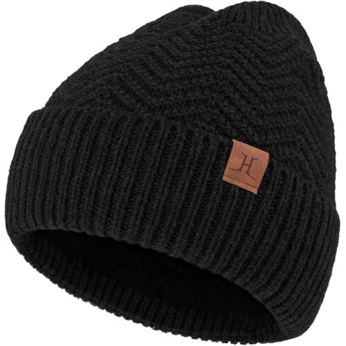 Jexnovashop-Bonnet Beanie D'hiver Homme : Bonnet Tricoté Chaud Pour Neige Ski, Bonnet Skull Avec Doublure Épaisse En Polaire Cadeau Homme