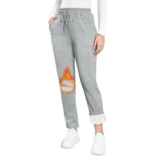 Jexnovashop-Pantalon Jogging Femme Polaire Femme Avec Poches Et Cordon De Serrage Taille Haute Élastique Casual Pants Loisirs S-Xl