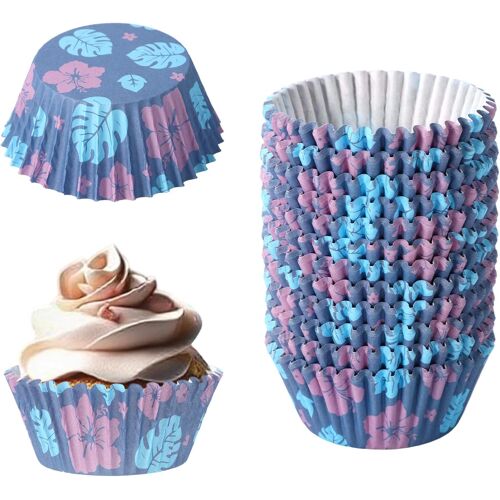 Jexnovashop-300 Pièces Caissettes À Muffins Hawaïennes, Bleus Gobelets En Papier Tropicaux Caissettes À Muffins Pour Accessoires D'anniversaire D'été Fournitures De Fête & Décoration Table