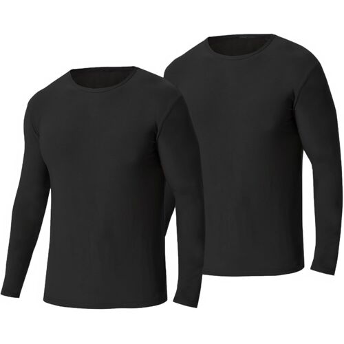 Jexnovashop-Lot De 2 Hauts Thermiques Homme Hiver Maillot De Corps Polaire À Manches Longues Et Col Rond Sous-Vêtement Chaud Ultra Doux Pour Ski Running Cyclisme