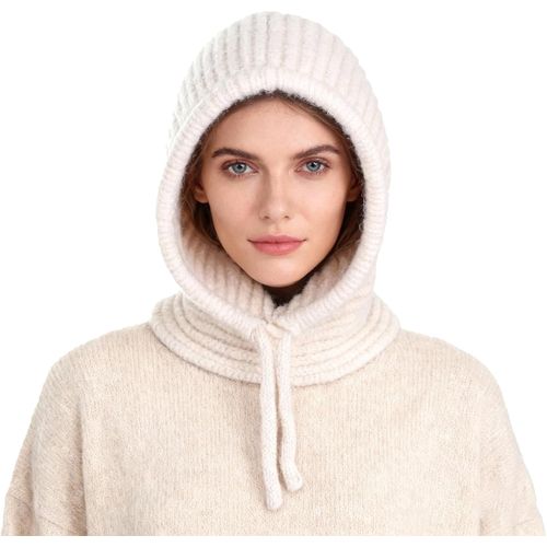 Jexnovashop-Charpe Capuche Tricotée 2-En-1 Hiver, Cagoule Thermique Cache-Cou Chaud Pour Homme & Femme, Bonnet Tricoté Coupe-Vent Avec Cordon Ajustable