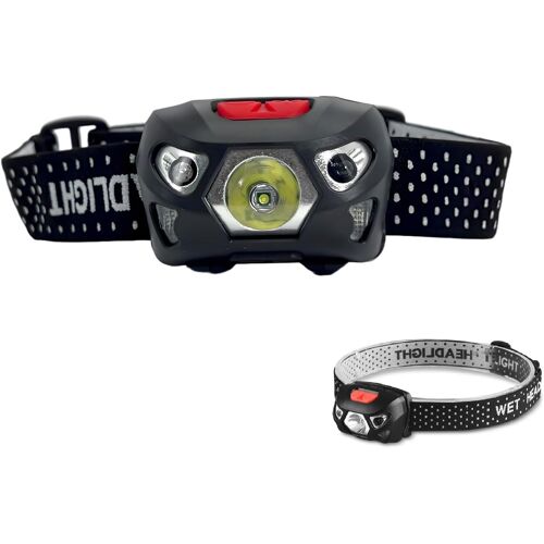 Jexnovashop-Lampe Frontale Led, Lampe Frontale Led Ultra Puissante, Lampe Frontale Puissante, Lampe Frontale Pile, Camping Accessoires, Pour Pêche, Course, Camping, Noir
