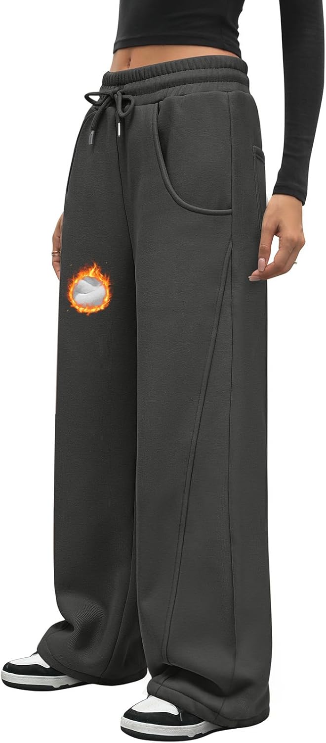 Pantalon De Jogging Femme Doublé Chaud - Taille Haute, Sport, Yoga, Hiver, Couleur Unie, Confort Thermique