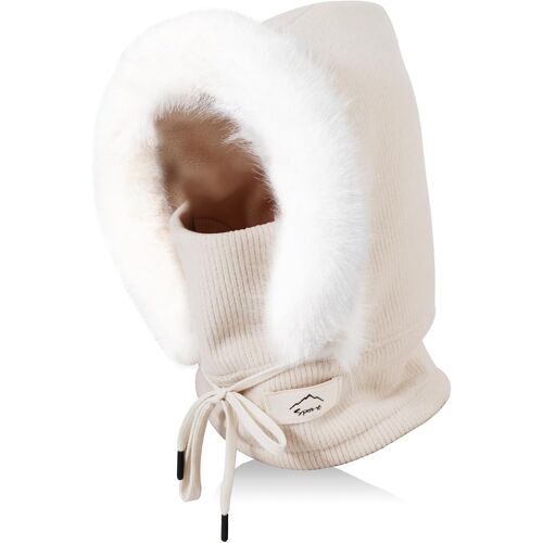 Jexnovashop-Hiver Chaud Tricoté Bonnet Femmes, Bonnet Tricoté Thermique Multifonction Chapeau En Polaire Douce Et Chaude, Réglable Cagoule Coupe-Vent Masque De Ski Balaclava Pour Femme Travail De Ple