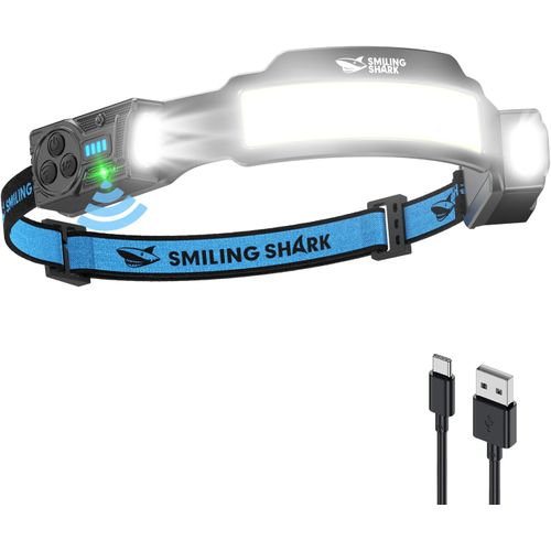 Ts-4 Lampe Frontale, Led Head Lamp Rechargeable 2400mah 2x Projecteur Orientable & Flood & Strobe Headlamp Avec Capteur De Mouvement Pour Camping, Jogging, Randonnée, Course (1 Pack)