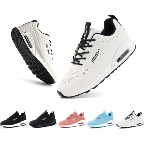 Jexnovashop-Chaussures De Running Femme Basket Sport Légères Faux Cuir Résistant Aux Éclaboussures Coussin D'air Noir Bleu Rose Blanc Eu36-Eu42