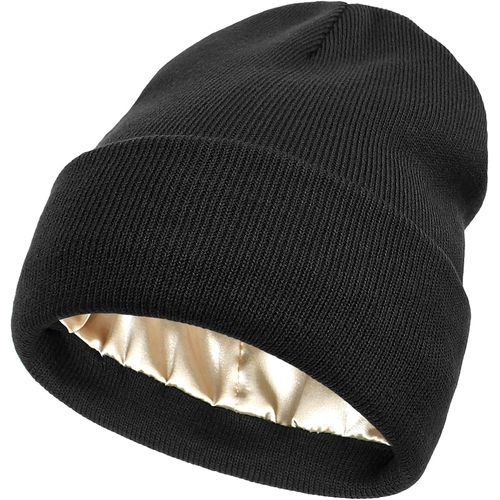 Jexnovashop-Bonnet Hiver Femme Homme ¿ Bonnet Tricoté Chaud Doux Avec Doublure Satin Protectrice Cheveux Slouchy Décontracté