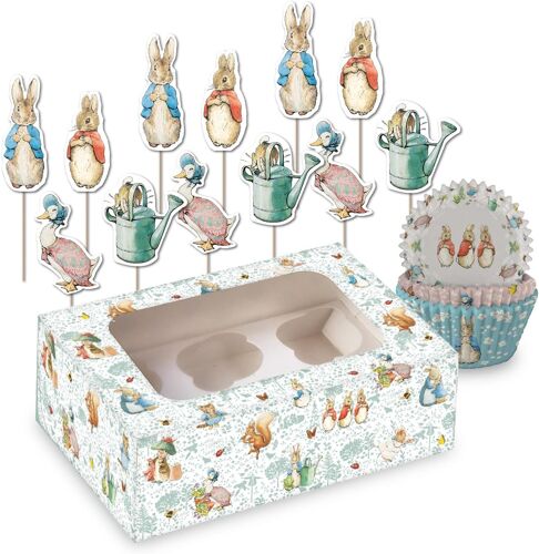 Jexnovashop-Peter Rabbit Amz015 Kit De Décorations Pour Cupcakes, 75 Caissettes Et 12 Décorations Pour Cupcakes Peter Rabbit