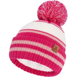 Jexnovashop-Bonnet Pompon Hiver Enfants Et Tout-Petit, Chaud Doublé De Polaire, Bonnets Skull Pour 2-7 Ans Cadeau Garçon Fille Bebe