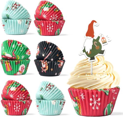 Jexnovashop-400 Pièces Mini Caissette Muffins Papier Avec 12 Accessoires,Parfait Pour Les Fêtes De Noël,Les Événements Scolaires Et La Pâtisserie En Famille