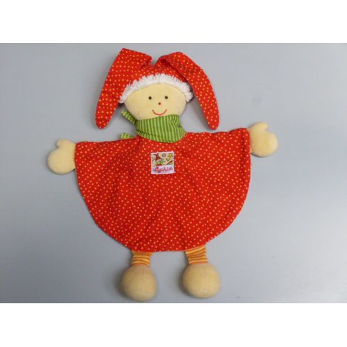Doudou lutin plat Sigikid rouge vert jaune