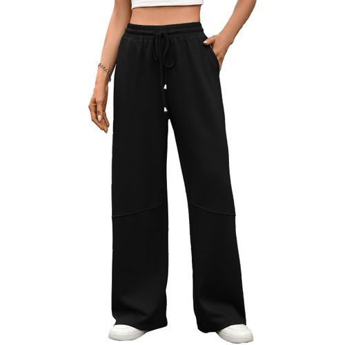 Jexnovashop-Pantalons De Jogging Femme Taille Elastique Sport Pantalon Fluide Couleur Unie Coton Chic Décontractés Pantalon Training Avec Poche