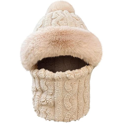 Jexnovashop-3 In 1 Bonnet D'hiver Femme Chapeau Femme Hiver Cagoule Chaud Chenille Balaclava Beanie Hat Avec Adjustable Face Mask Et Ensembles De Cache-Cou Pour Outdoor Sports