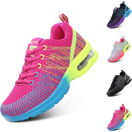 Jexnovashop-Chaussure De Course Femme Respirante Légères Chaussures De Sport Gym Fitness Athlétiques Chaussures De Running Confortables Jogging Sneakers Noir Gris Rose Eu 36-42