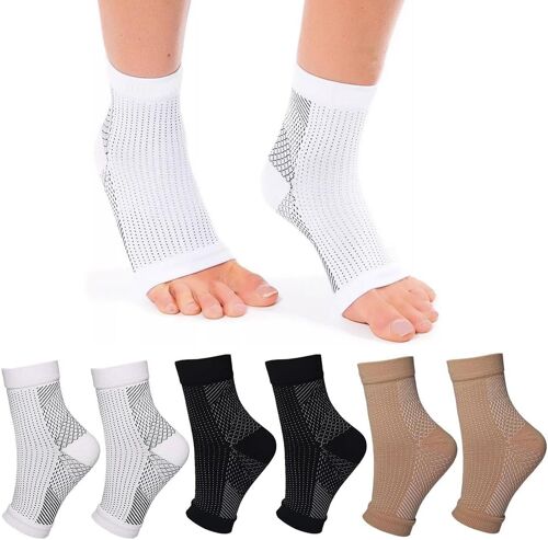 Jexnovashop-Lot De 3 Paires De Chaussettes De Compression Pour Hommes Et Femmes, Pour Chevilles Et Pieds, Pour Fasciite Plantaire, Sport, Fitness, Course À Pied Et Circulation Sanguine (S/M)