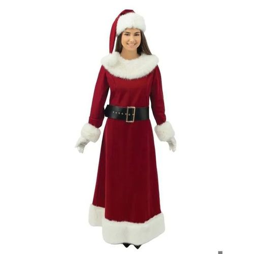 Déguisement Mère Noël Premium - Ptit Clown - Costume Miss Santa Effet Velours - Pour Fête De Fin D'année, Christmas