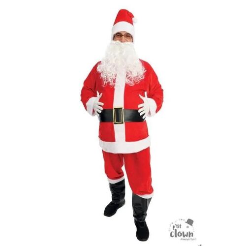 Costume Père Noël Adulte - Ptit Clown - Rouge Et Blanc - Veste, Pantalon, Accessoires - S/M