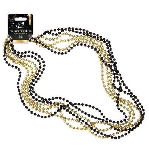 Collier Perles - Ptit Clown - 24373 - Lot De 6 - Or Et Noir