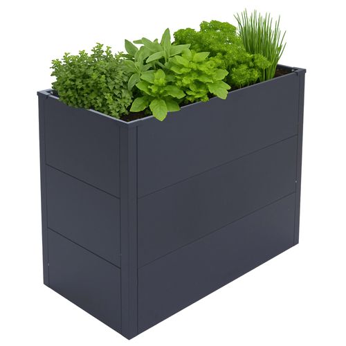 Jardinière Sur Pied Surélevée Hwc-P64, Jardinière Métallique Sur Pied Pour Légumes/Plantes, Bac À Fleurs, Pot De Fleurs, Jardin, Acier, 77 X 100 X 50 Cm   Anthracite