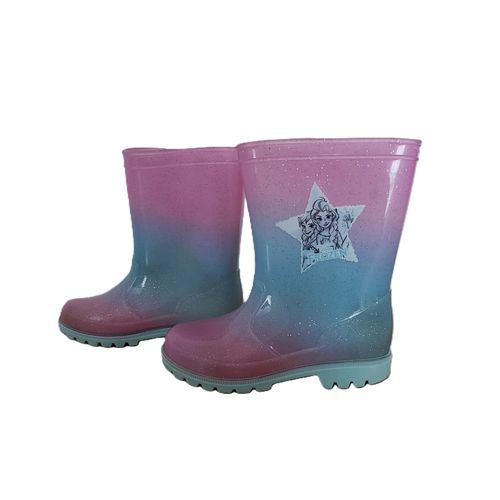 Bottes De Pluie Rose Et Bleu A Paillettes. La Reine Des Neiges. Anna Et Elsa. Pointure 27