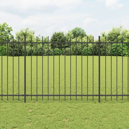 Prolenta Premium - Clôture De Jardin Avec Dessus En Forme De Lance En Acier 1070 X 150 Cm Noir