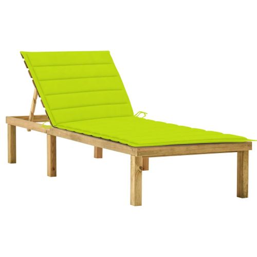 Prolenta Premium - Chaise Longue Avec Coussin Vert Vif Bois De Pin Imprégné