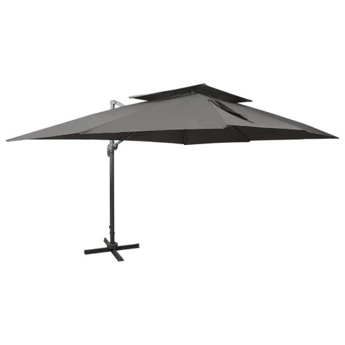 Prolenta Premium - Parasol De Jardin Déporté Avec Double Plateau Anthracite 400 X 300 Cm