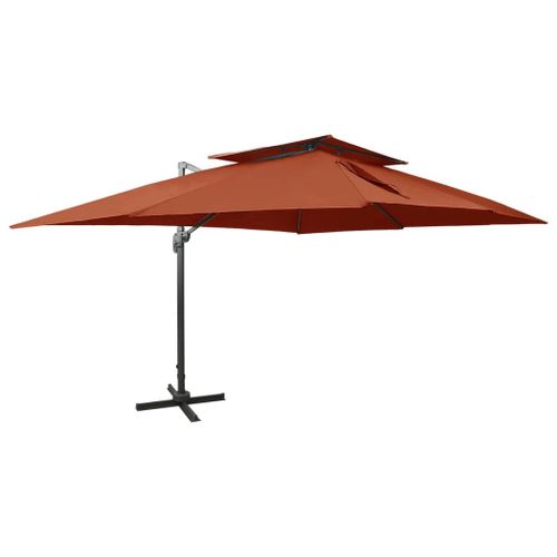 Prolenta Premium - Parasol De Jardin Déporté Avec Double Plateau En Terre Cuite 400 X 300 Cm