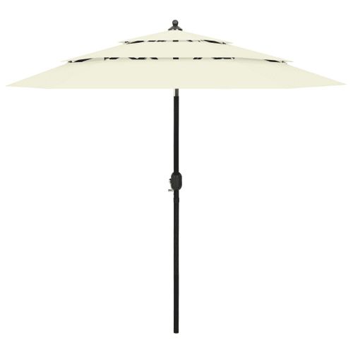 Prolenta Premium - Parasol De Jardin À 3 Niveaux Avec Mât En Aluminium Sable 2,5 M