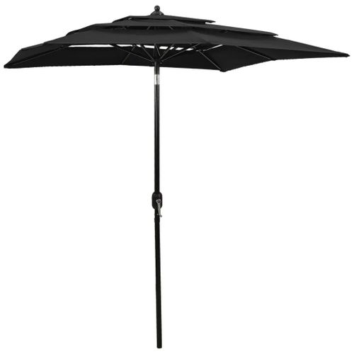 Prolenta Premium - Parasol De Jardin À 3 Niveaux Avec Mât En Aluminium Noir 2x2 M