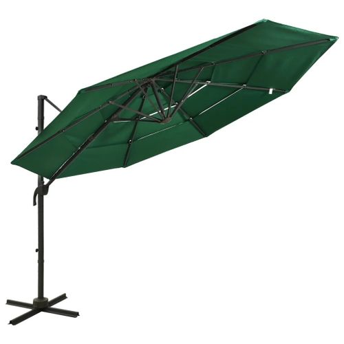 Prolenta Premium - Parasol De Jardin À 4 Niveaux Avec Mât En Aluminium Vert 3x3 M